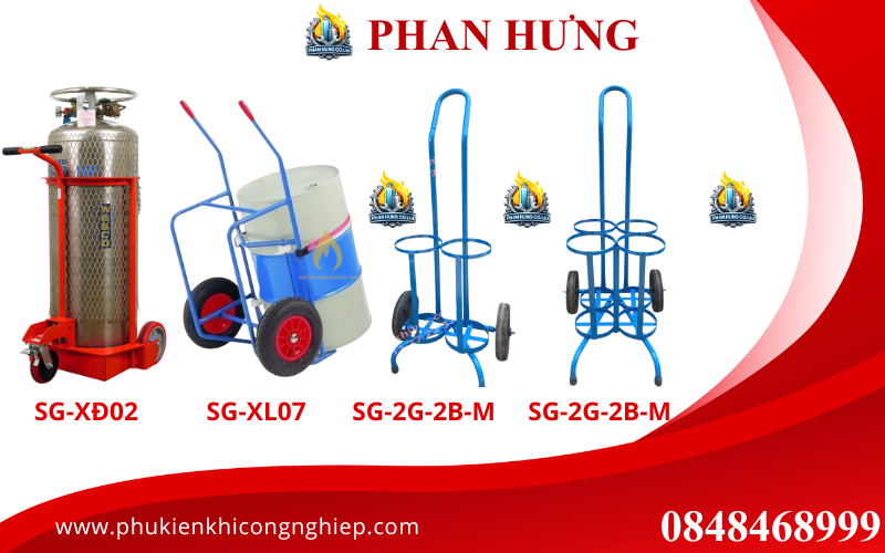Tổng Hợp 20 Loại Xe Đẩy Bình Khí Oxy, Nitơ, Argon, CO2, Gió Đá (2)