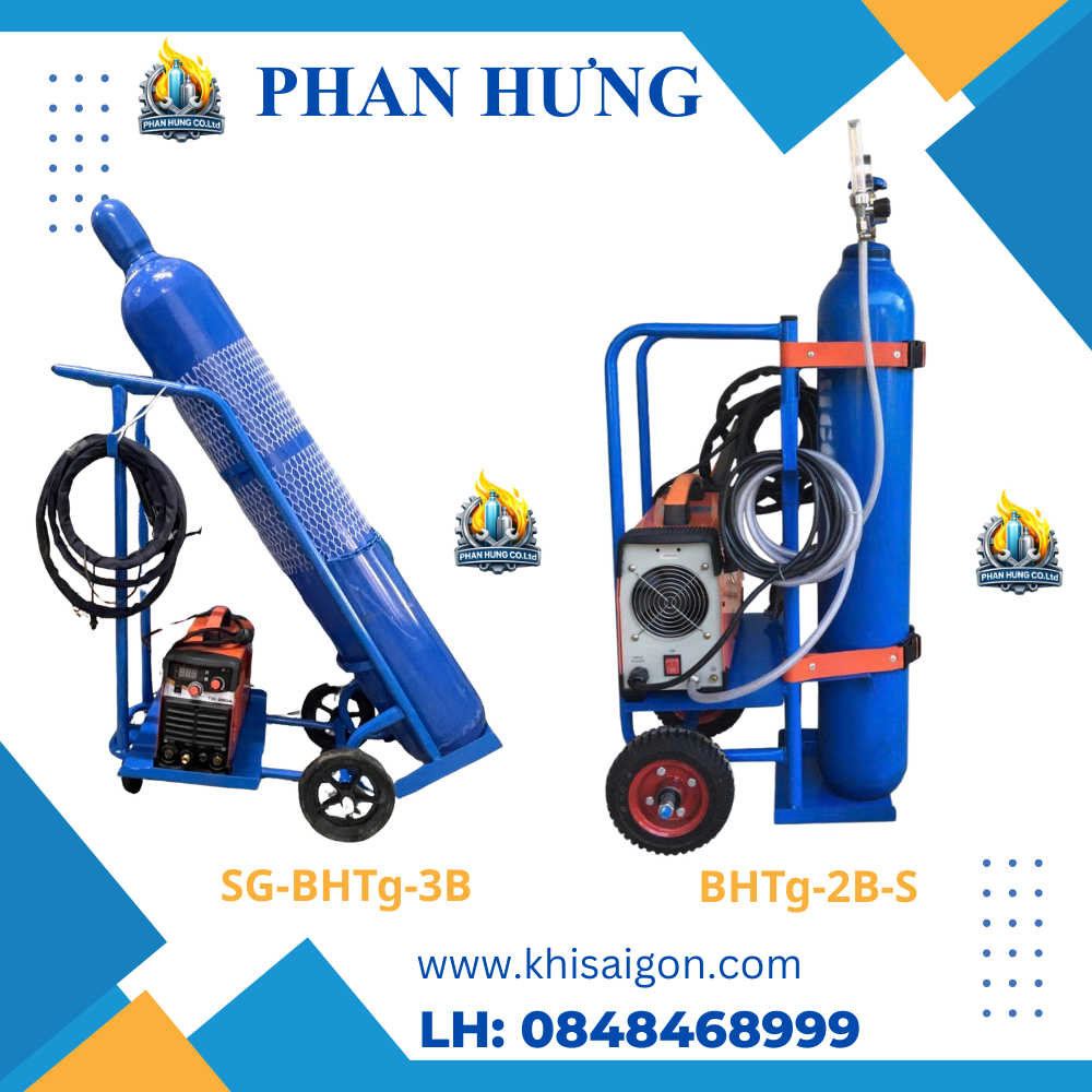 Tổng Hợp 20 Loại Xe Đẩy Bình Khí Oxy, Nitơ, Argon, CO2, Gió Đá