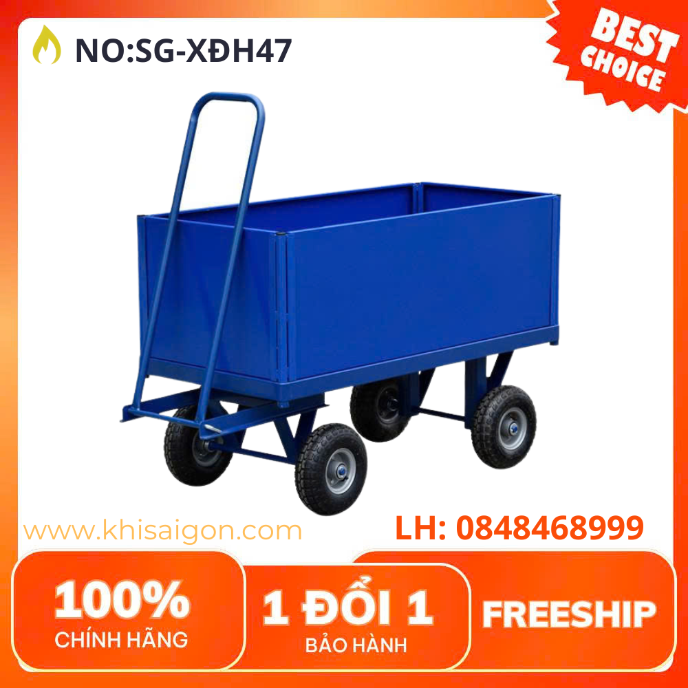 Xe Đẩy Hàng 500kg – Xe Rơ Moóc Mâm Xoay Có Thành Bên Tháo Rời