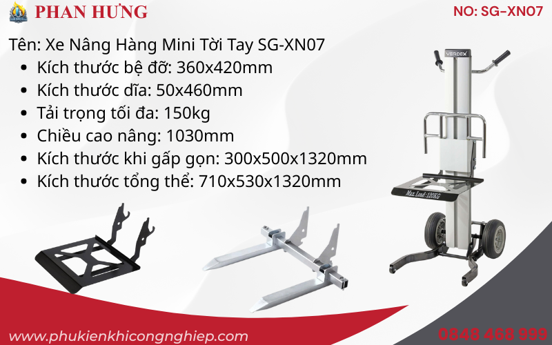 Xe Nâng Hàng Gọn Nhẹ Tời Tay Cao 1-2-3 Mét (1)