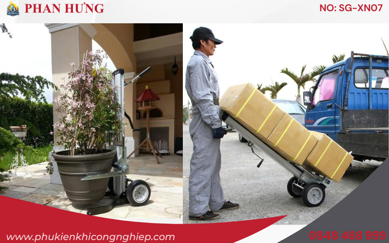 Xe Nâng Hàng Gọn Nhẹ Tời Tay Cao 1-2-3 Mét (3)