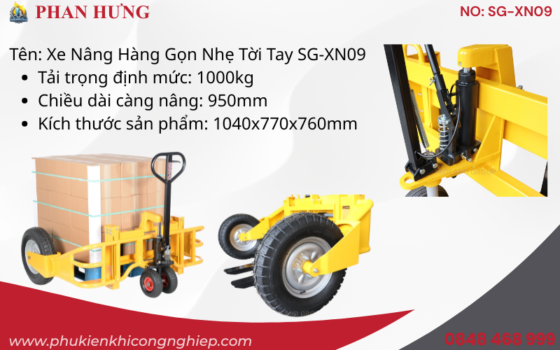 Xe Nâng Hàng Gọn Nhẹ Tời Tay Cao 1-2-3 Mét (6)