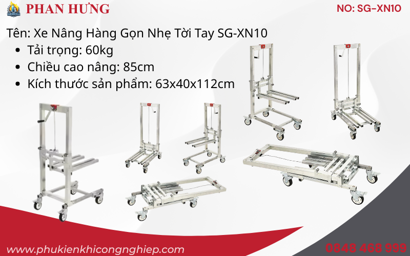 Xe Nâng Hàng Gọn Nhẹ Tời Tay Cao 1-2-3 Mét (7)