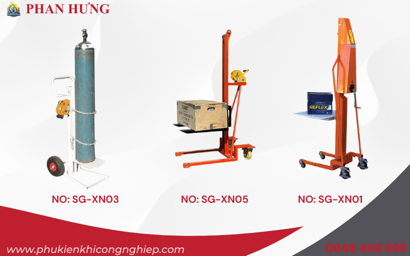 Xe Nâng Hàng Gọn Nhẹ Tời Tay Cao 1-2-3 Mét (8)
