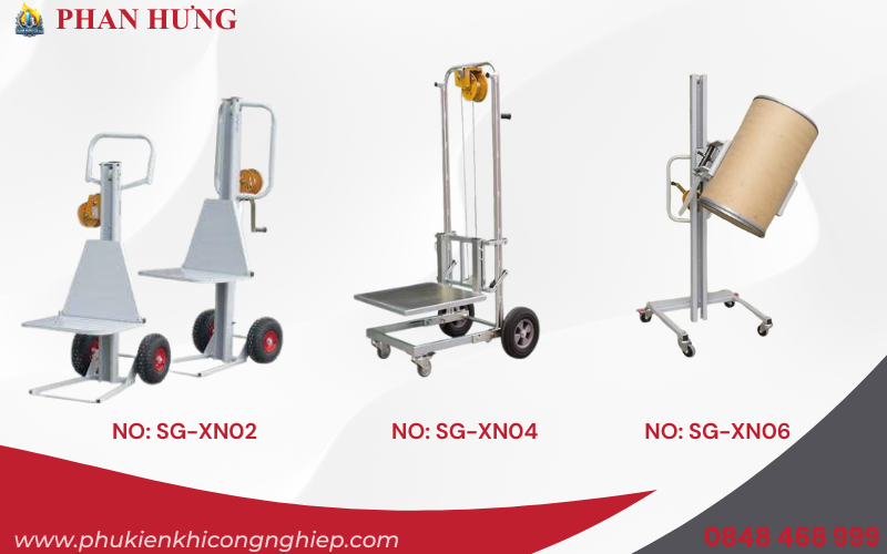 Xe Nâng Hàng Gọn Nhẹ Tời Tay Cao 1-2-3 Mét (9)