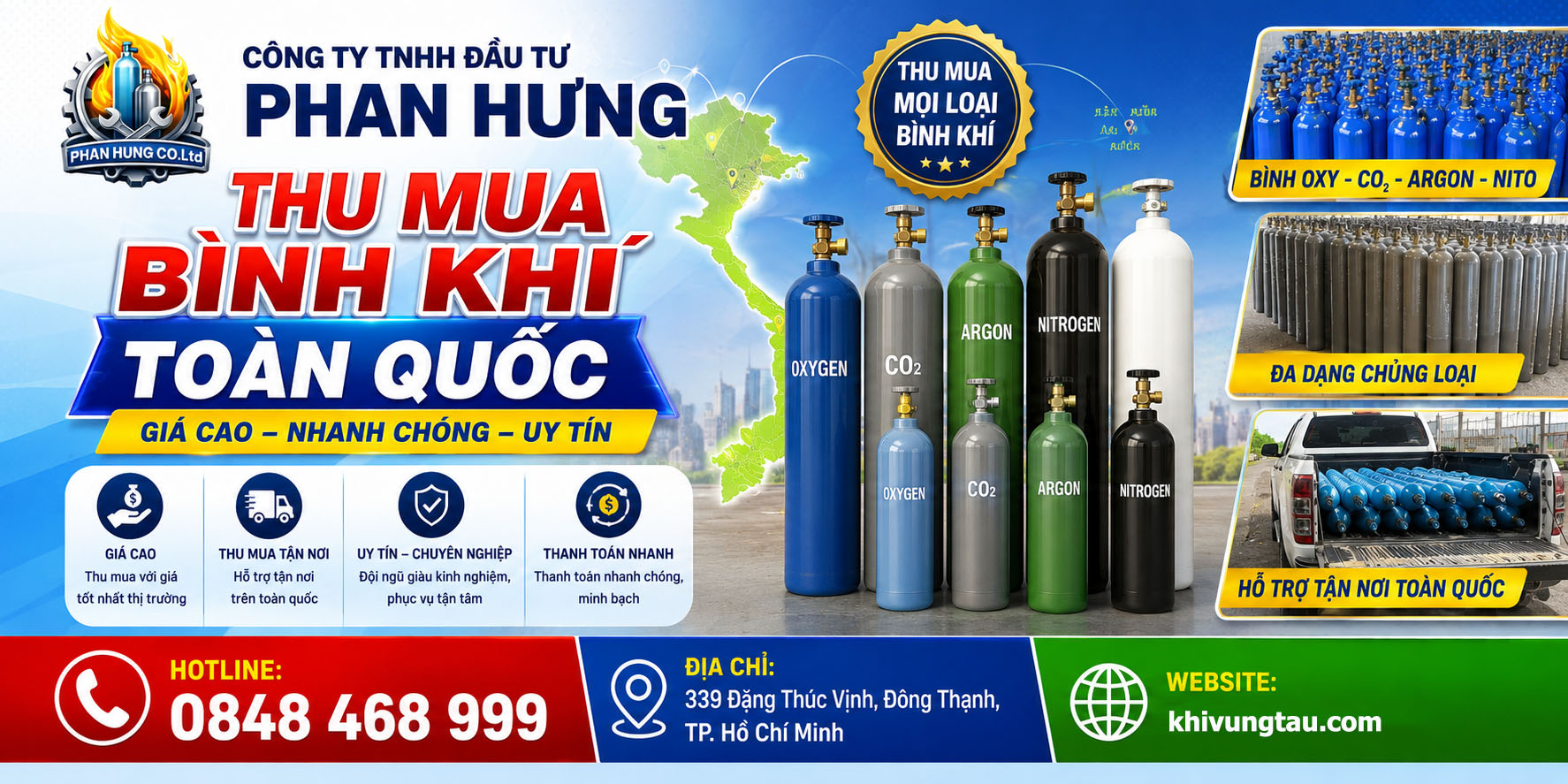 Thu Mua Bình Khí Đã Qua Sử Dụng Trên Toàn Quốc Uy Tín, Giá Cao