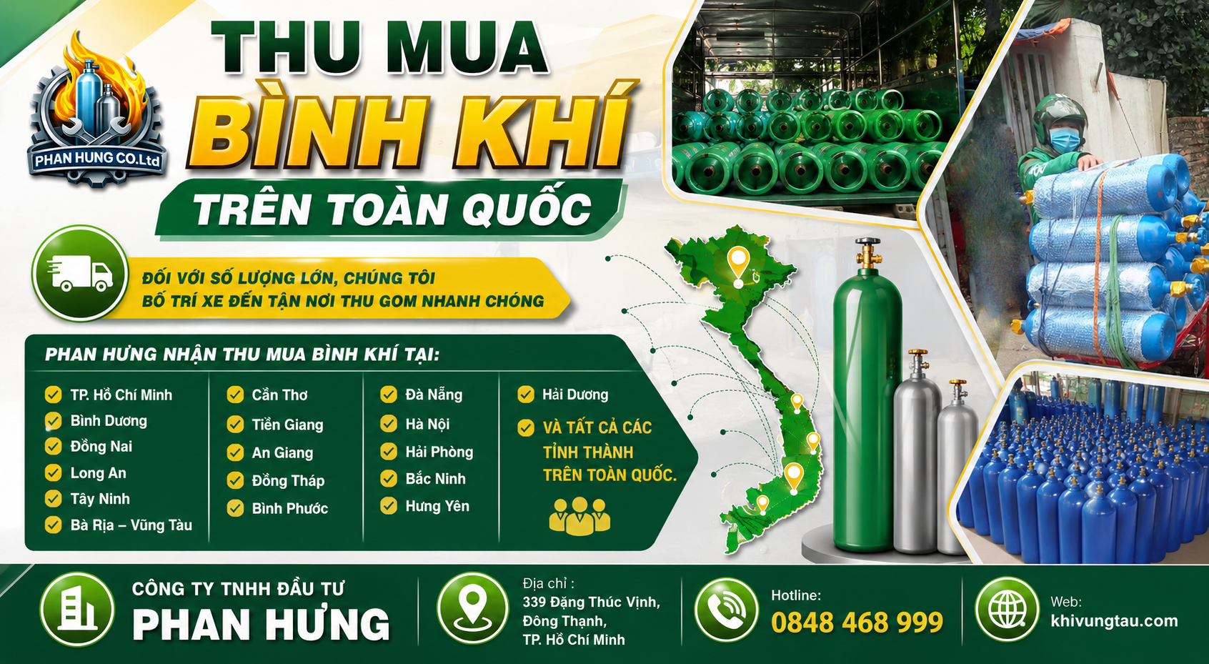 Phan Hưng nhận thu mua các loại bình khí trên toàn quốc.