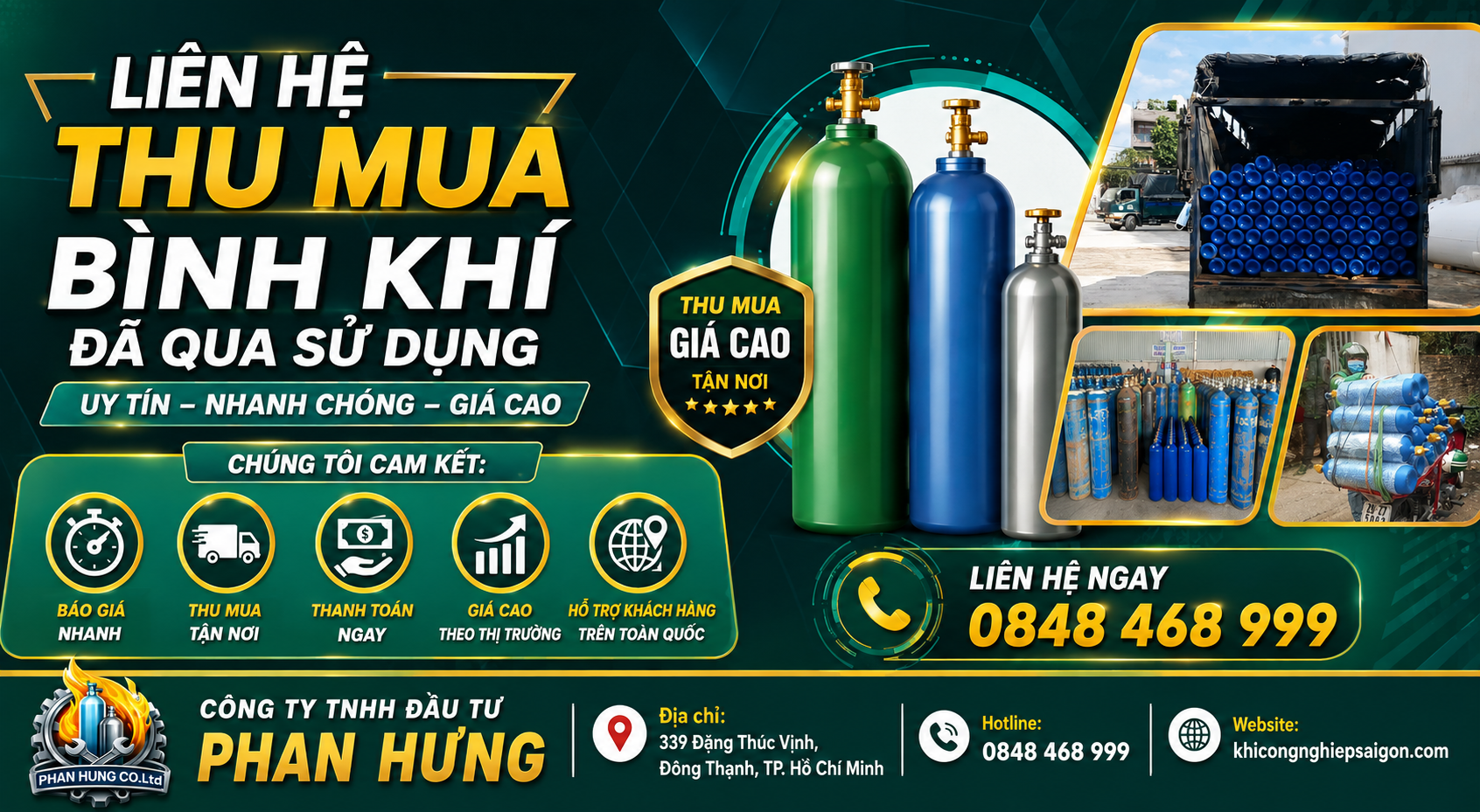 Phan Hưng nhận thu mua hầu hết các loại bình khí đang lưu hành trên thị trường.